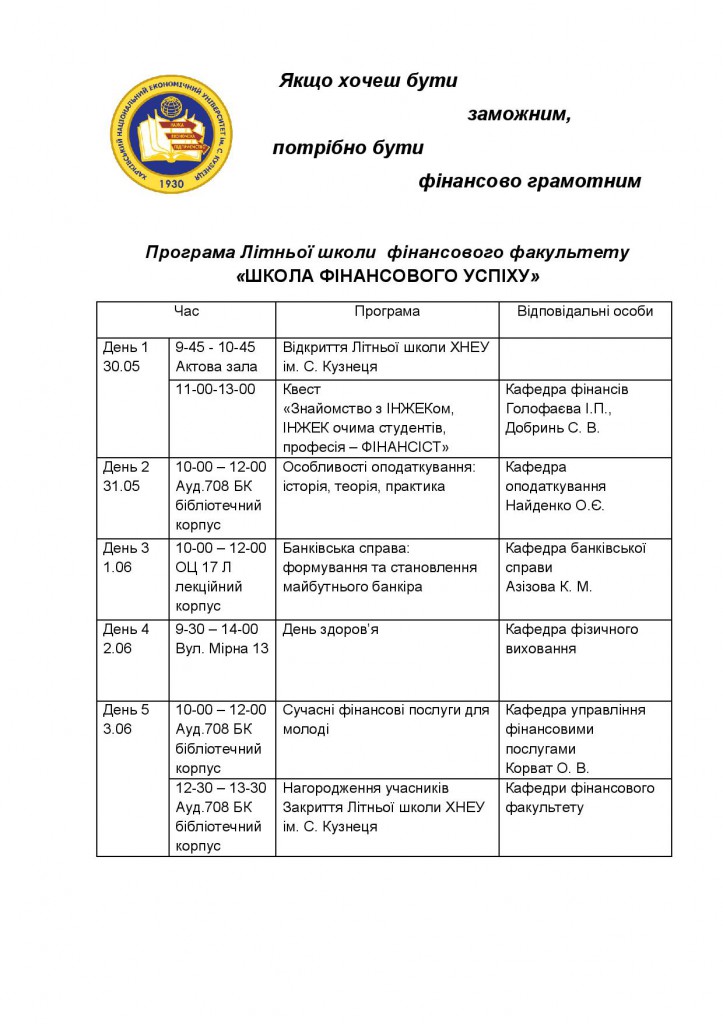 Програма літньої школи
